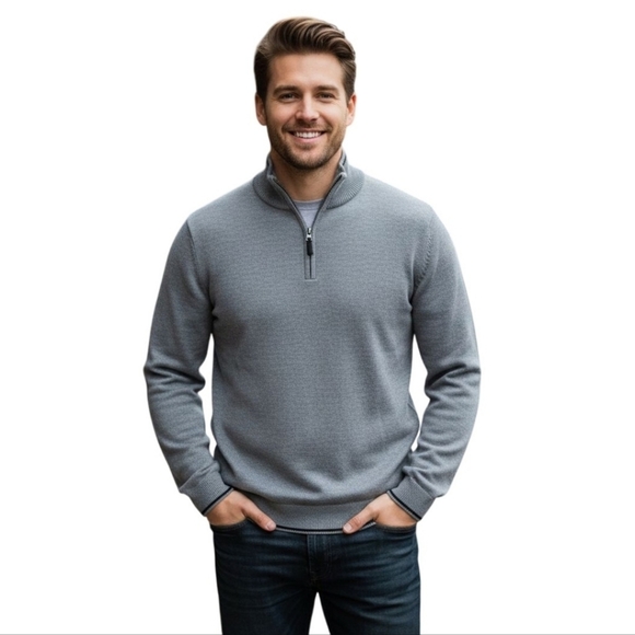 GAP Other - GAP Vintage 100% Merino Wool Gray 1/4 Zip Sweater Size M